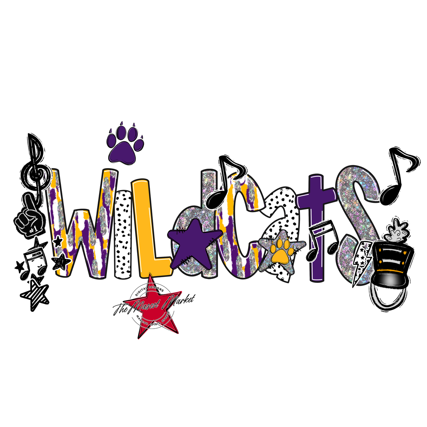 Wildcats Band Scrape-Purple-Yellow
