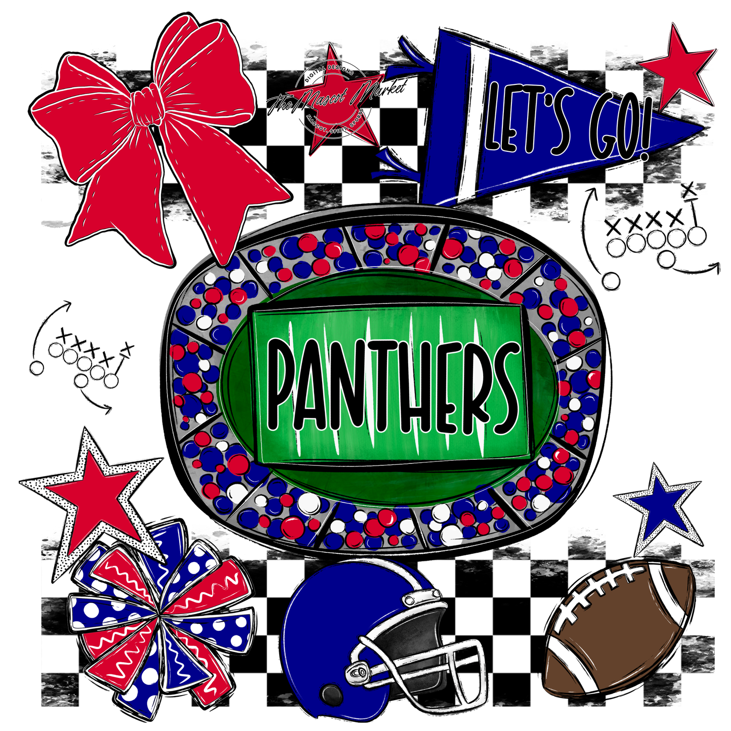 Panthers Checkers Spirit Design-Blue-Red