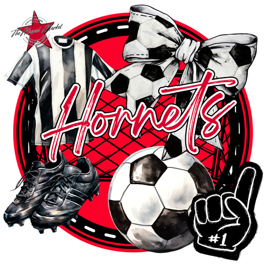 Hornets Circle Soccer Design-Red