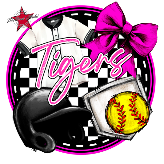 Tigers Circle Softball Design-Pink