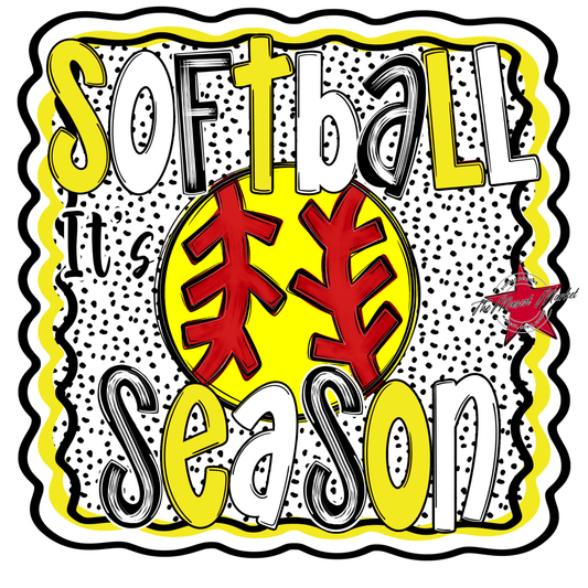It's Softball Season Dot Design-Bright Yellow