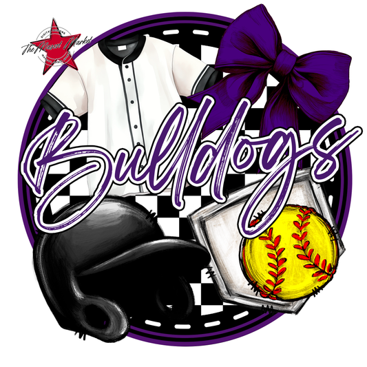 Bulldogs Circle Softball Design-Purple