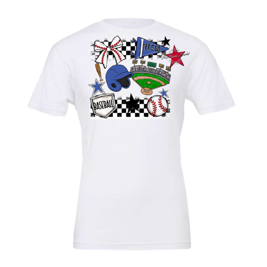 Baseball Checkers Spirit Design-Off Blue