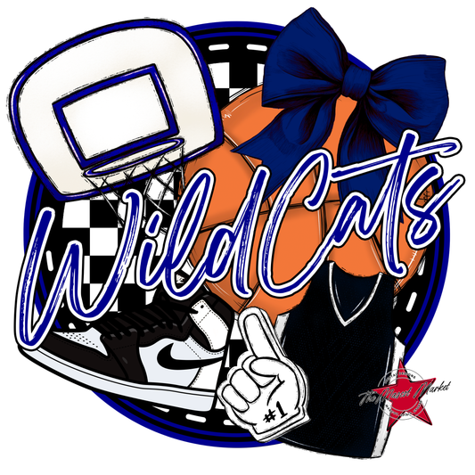 Wildcats Circle Basketball Design-Navy