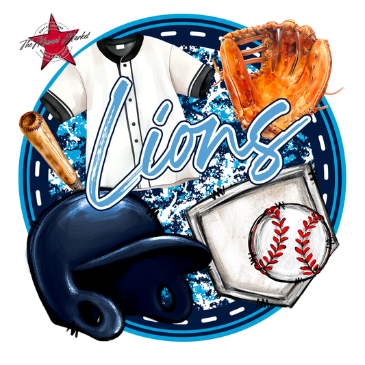 Lions Circle Baseball Design-Navy-Carolina Blue