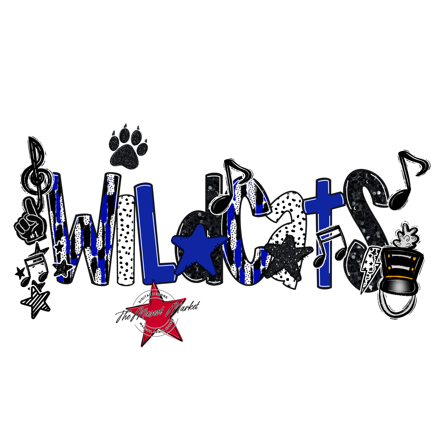Wildcats Band Scrape-Royal Blue
