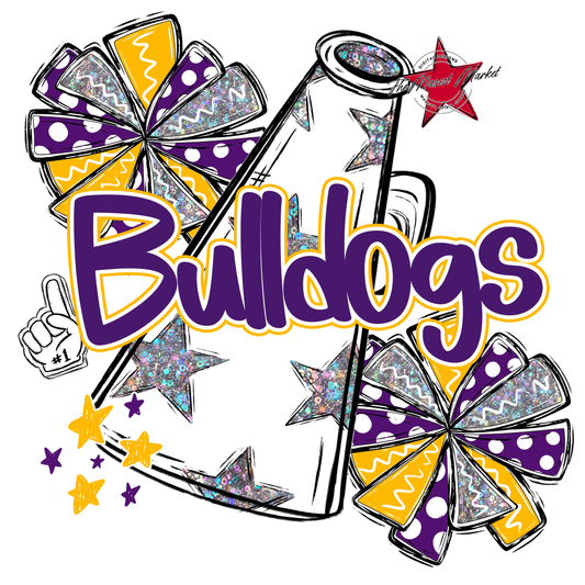 Bulldogs Alpha Megaphone Design-Purple-Yellow