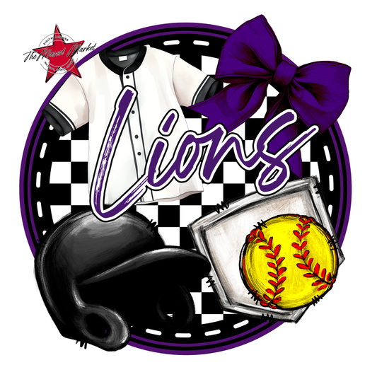 Lions Circle Softball Design-Purple