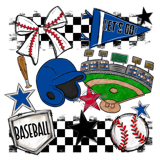 Baseball Checkers Spirit Design-Off Blue2