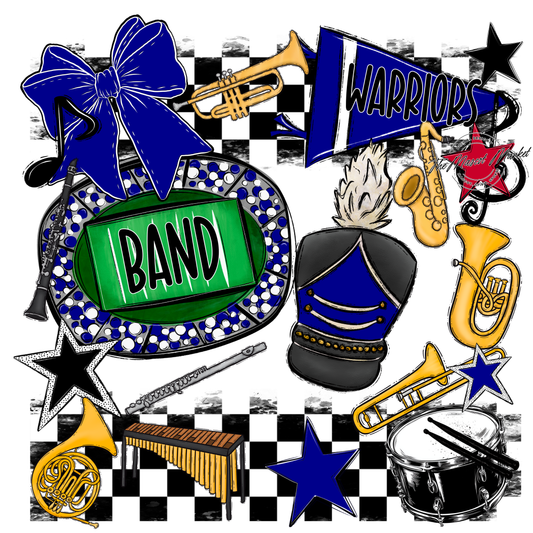 Warriors Checkers Band Spirit Design-Blue