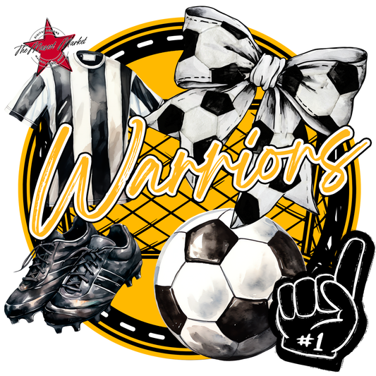 Warriors Circle Soccer Design-Yellow
