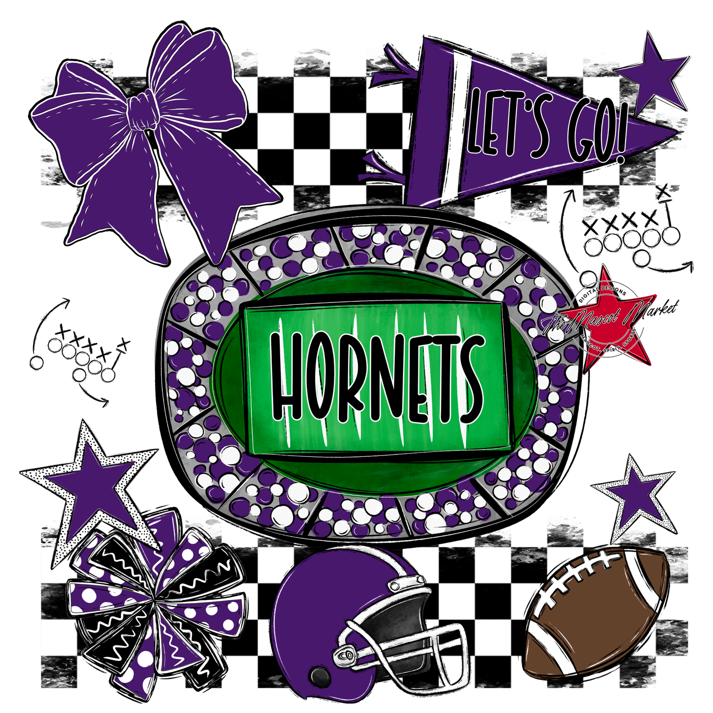 Hornets Checkers Spirit Design-Purple