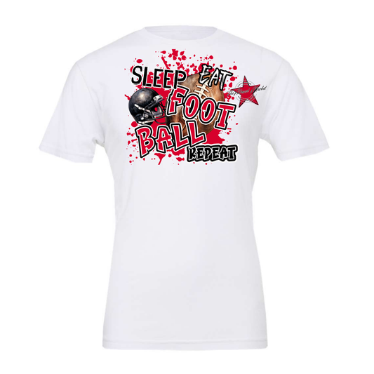 Eat Sleep Football Repeat-Red