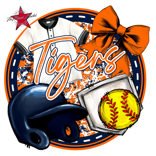 Tigers Circle Softball Design-Navy-Orange