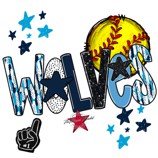 Wolves Softball Scrape-Navy-Carolina Blue