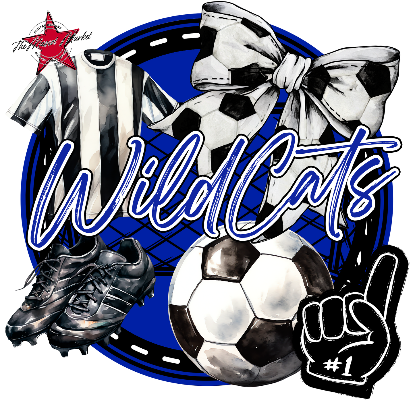 Wildcats Circle Soccer Design-Royal Blue