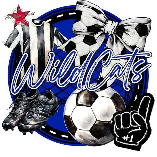 Wildcats Circle Soccer Design-Royal Blue