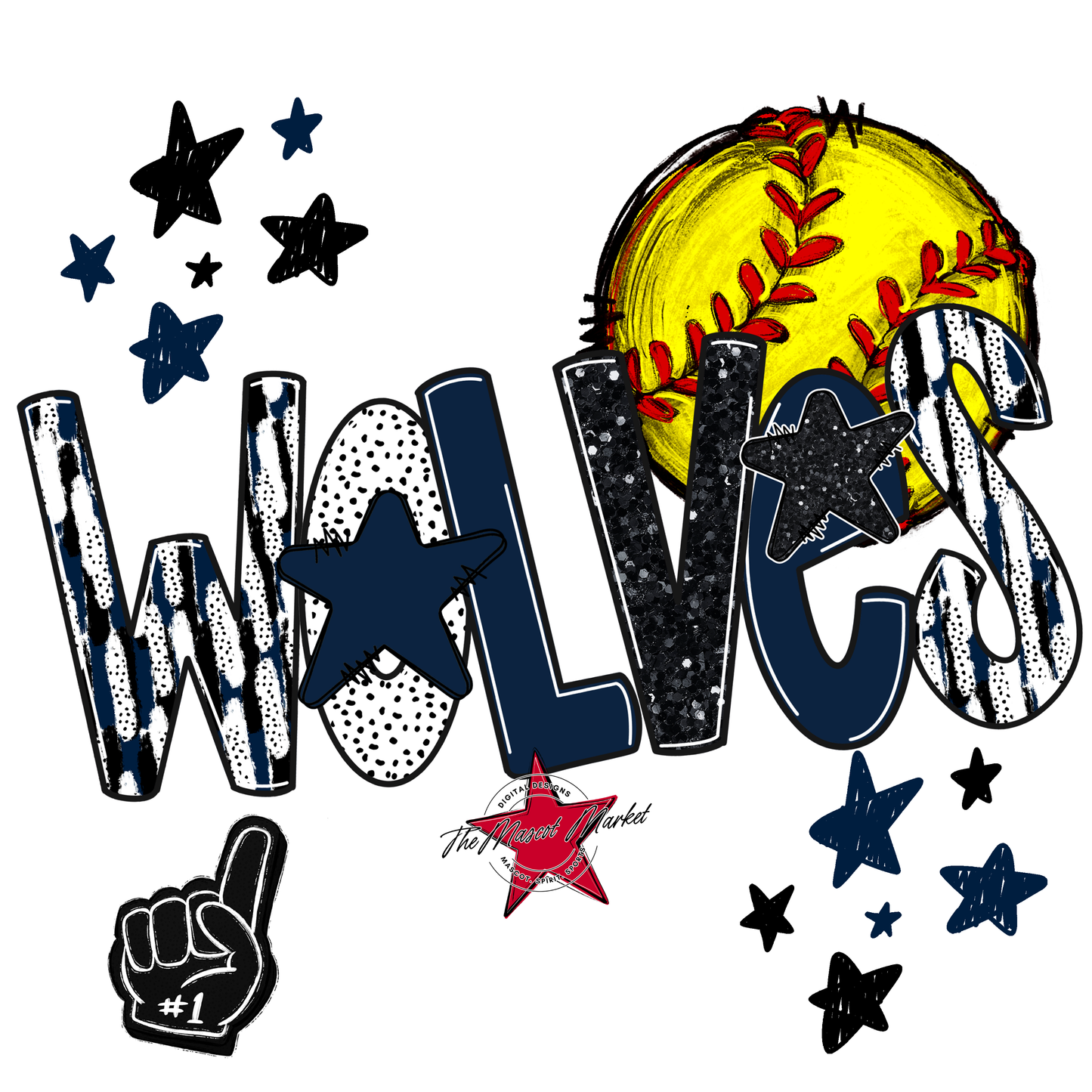 Wolves Softball Scrape-Navy