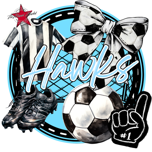 Hawks Circle Soccer Design-Columbia Blue