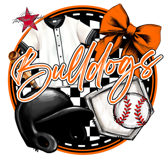 Bulldogs Circle Baseball Design-Orange