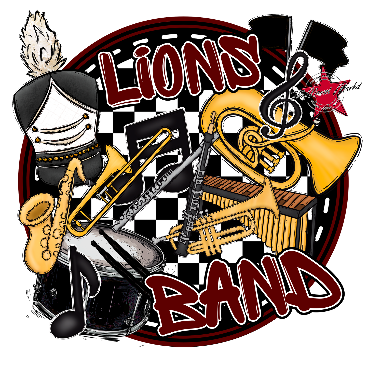 Lions Circle Band Design-Maroon