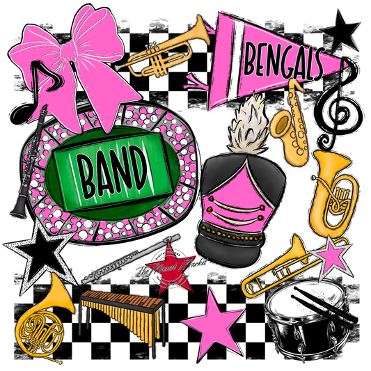 Bengals Band Checkers Design-Baby Pink