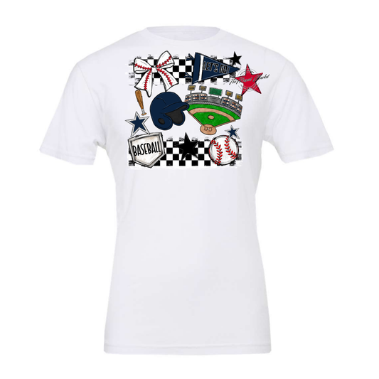 Baseball Checkers Spirit Design-Navy