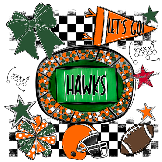 Hawks Checkers Spirit Design-Green-Orange