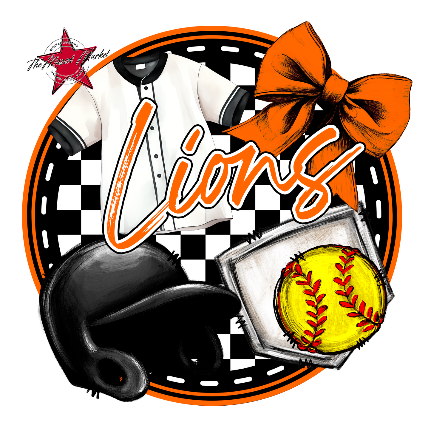 Lions Circle Softball Design-Orange