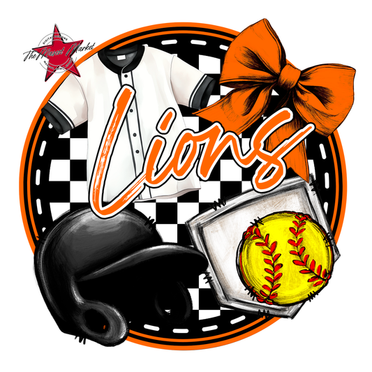 Lions Circle Softball Design-Orange