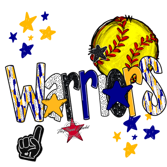 Warriors Softball Scrape-Blue-Yellow