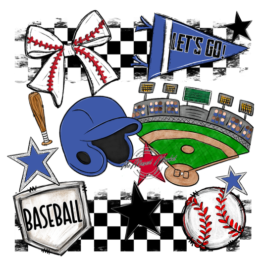 Baseball Checkers Spirit Design-Off Blue