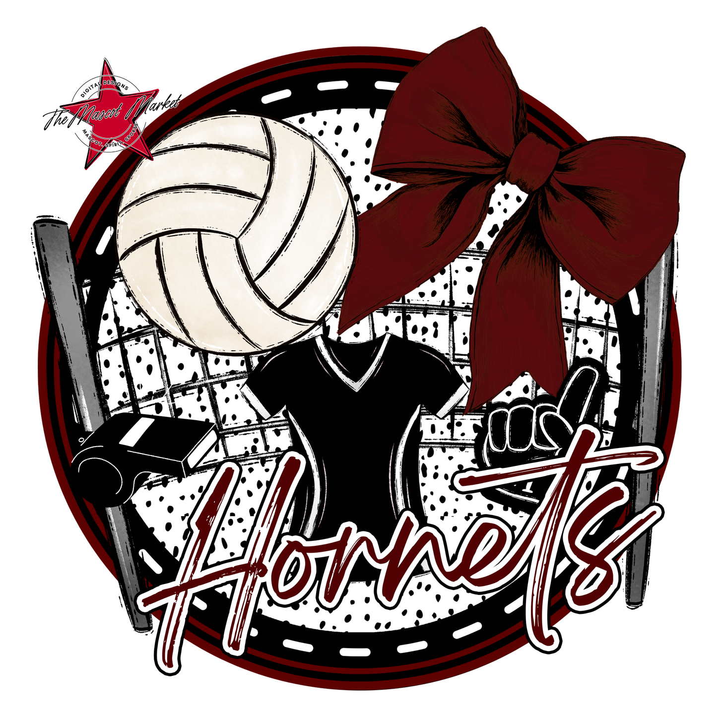 Hornets Circle Volleyball Design-Maroon