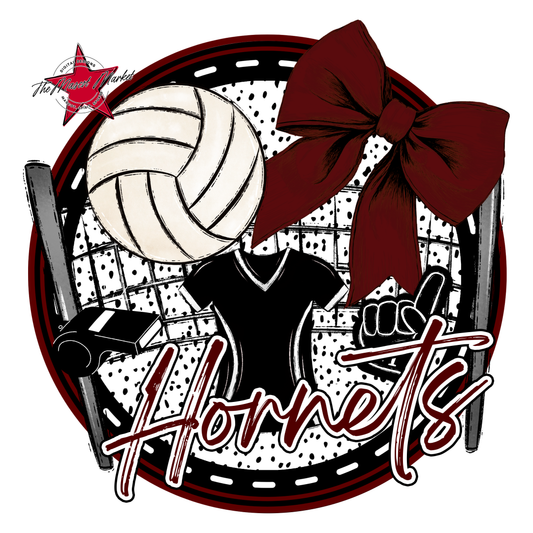 Hornets Circle Volleyball Design-Maroon