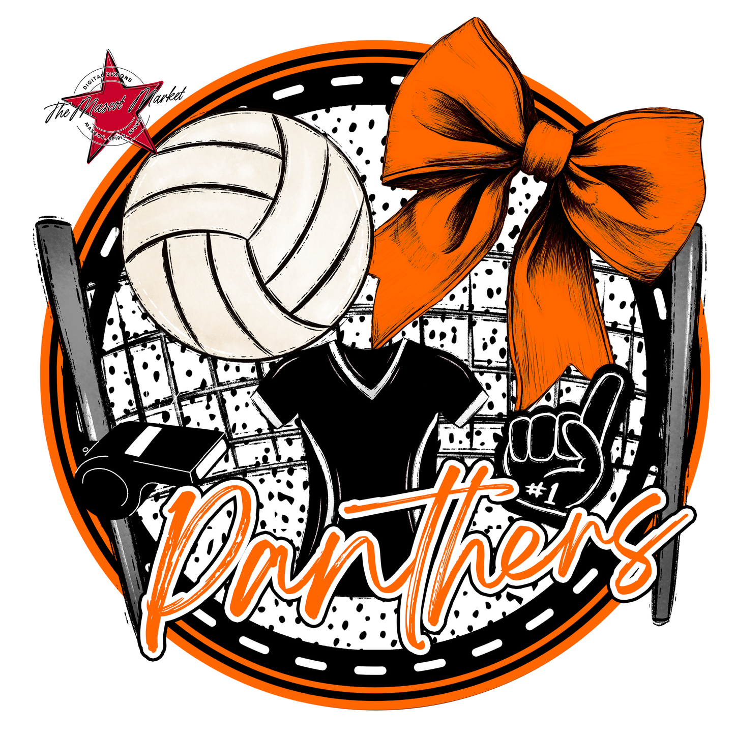 Panthers Circle Volleyball Design-Orange