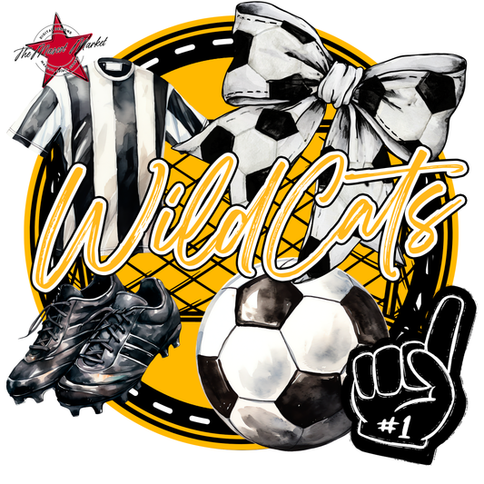 Wildcats Circle Soccer Design-Yellow