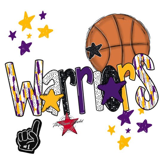 Warriors Basketball Scrape-Purple-Yellow