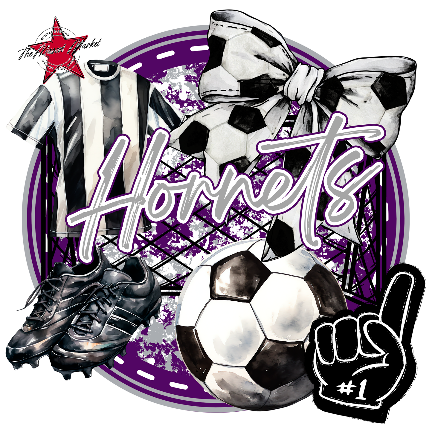 Hornets Circle Soccer Design-Orange