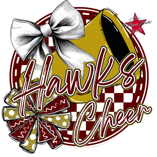 Hawks Circle Cheer Design-Maroon-Gold