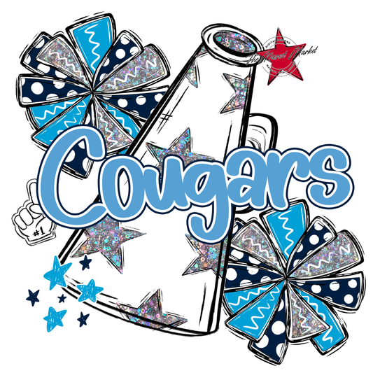 Cougars Alpha Megaphone Design-Navy-Carolina Blue