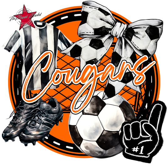 Cougars Circle Soccer Design-Orange
