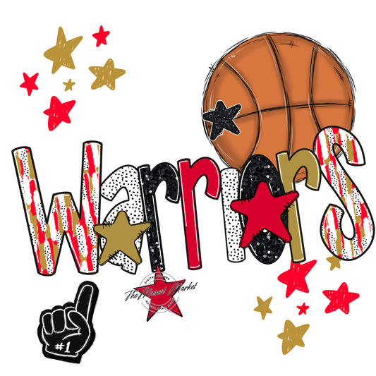 Warriors Basketball Scrape-Red-Gold