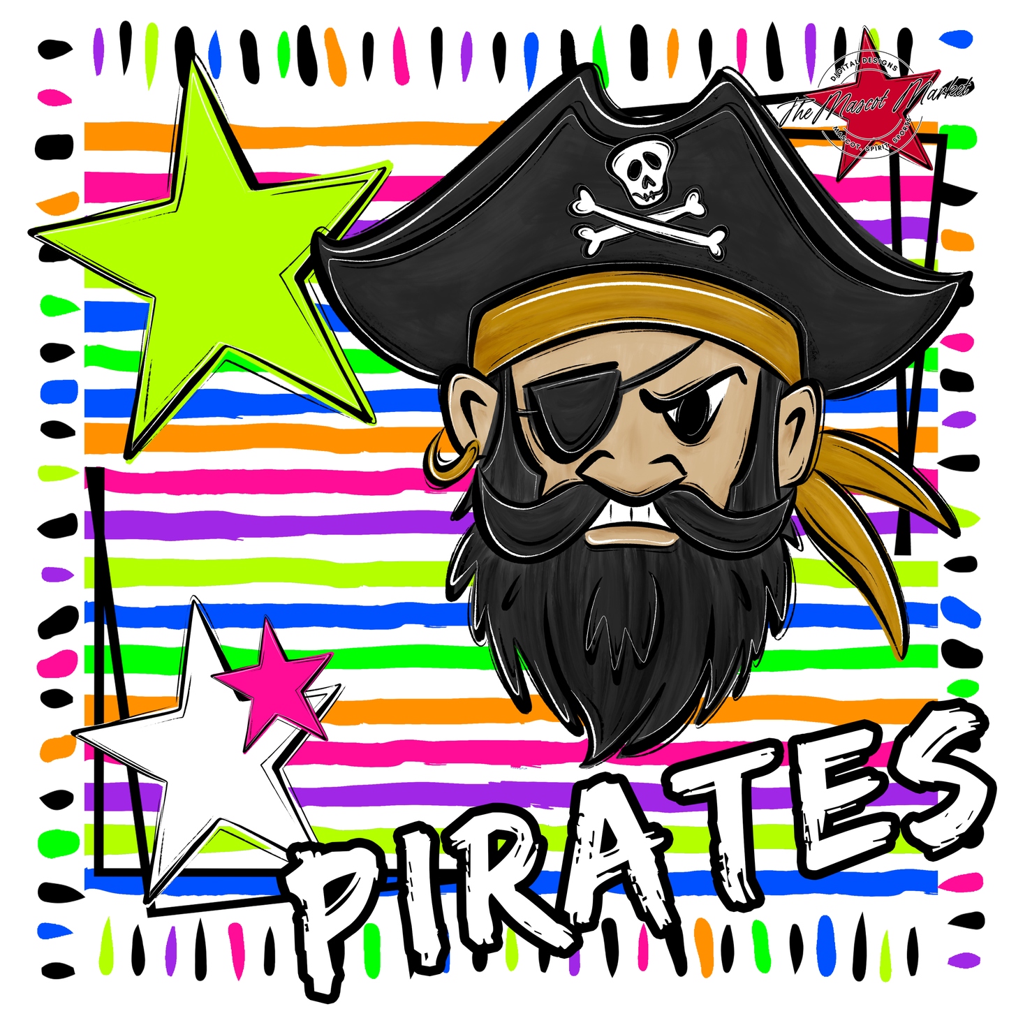 Pirates Mascot Frame-Neon White