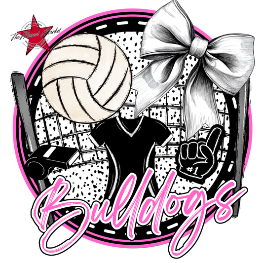 Bulldogs Circle Volleyball Design-Baby Pink