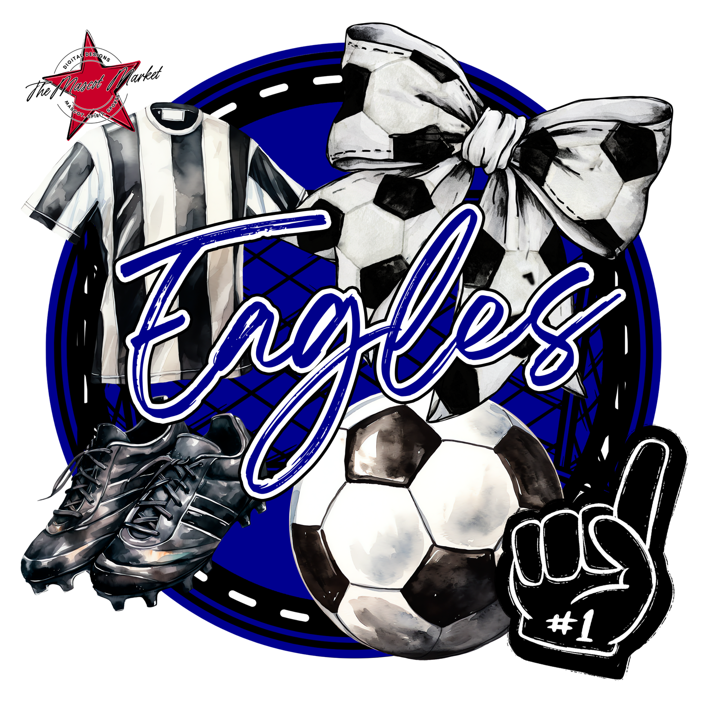 Eagles Circle Soccer Design-Blue