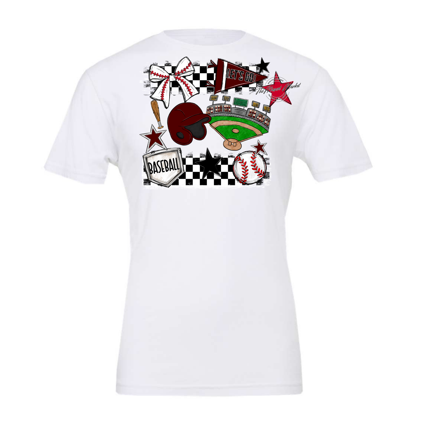 Baseball Checkers Spirit Design-Maroon