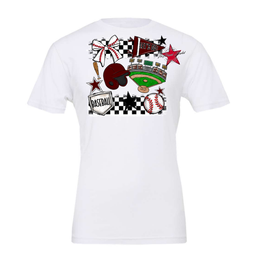 Baseball Checkers Spirit Design-Maroon