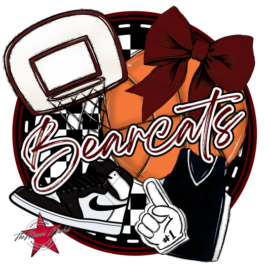 Bearcats Circle Basketball Design-Maroon