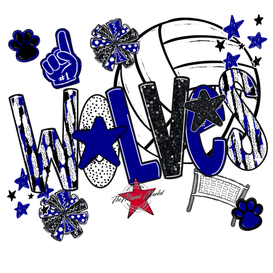 Wolves Volleyball Scrape-Blue