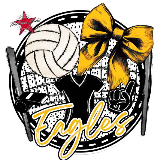 Eagles Circle Volleyball Design-Yellow